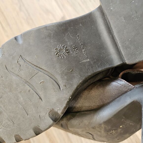 Vtg Westies Open Toe Mules Womens 8.5 Brown Leather Y2K Cottage Boho Brazil - Picture 10 of 10